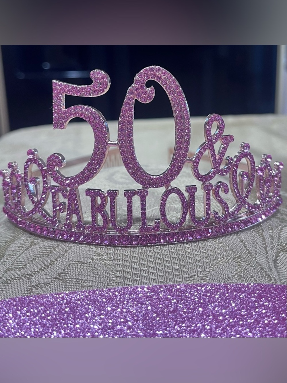 50 & Fabulous Rhinestone Tiara & Sash